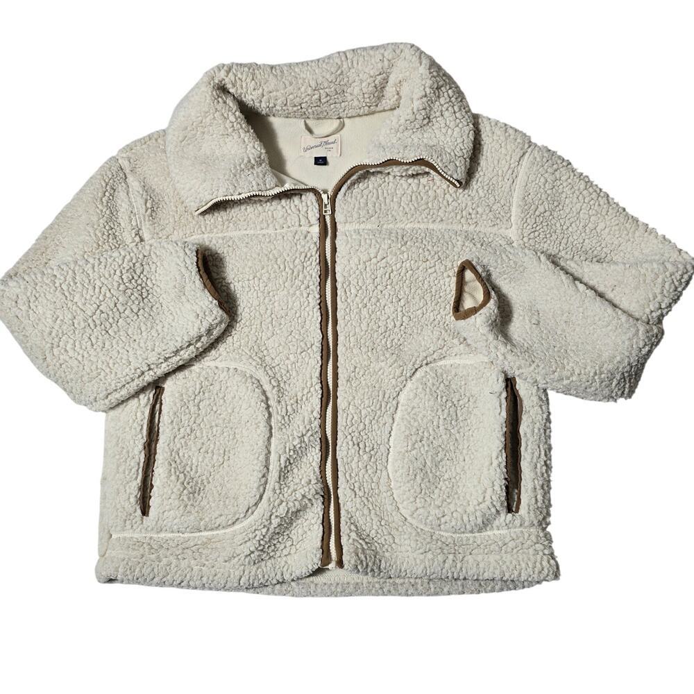 Universal Threads Chunky Sherpa Cream Zip Up Jacket Size Medium